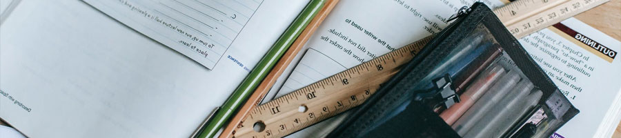 School materials on a table