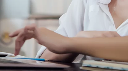 A woman using her laptop