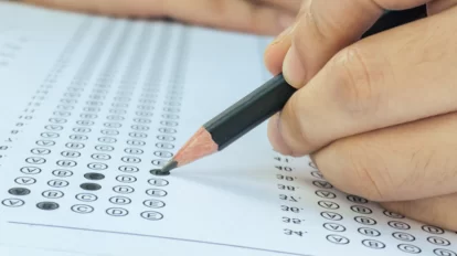 Shading an answer sheet close up image