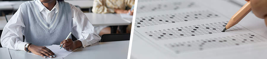 woman taking an exam