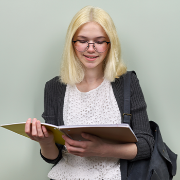 student reading a book