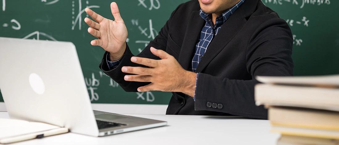 Professor teaching in online class